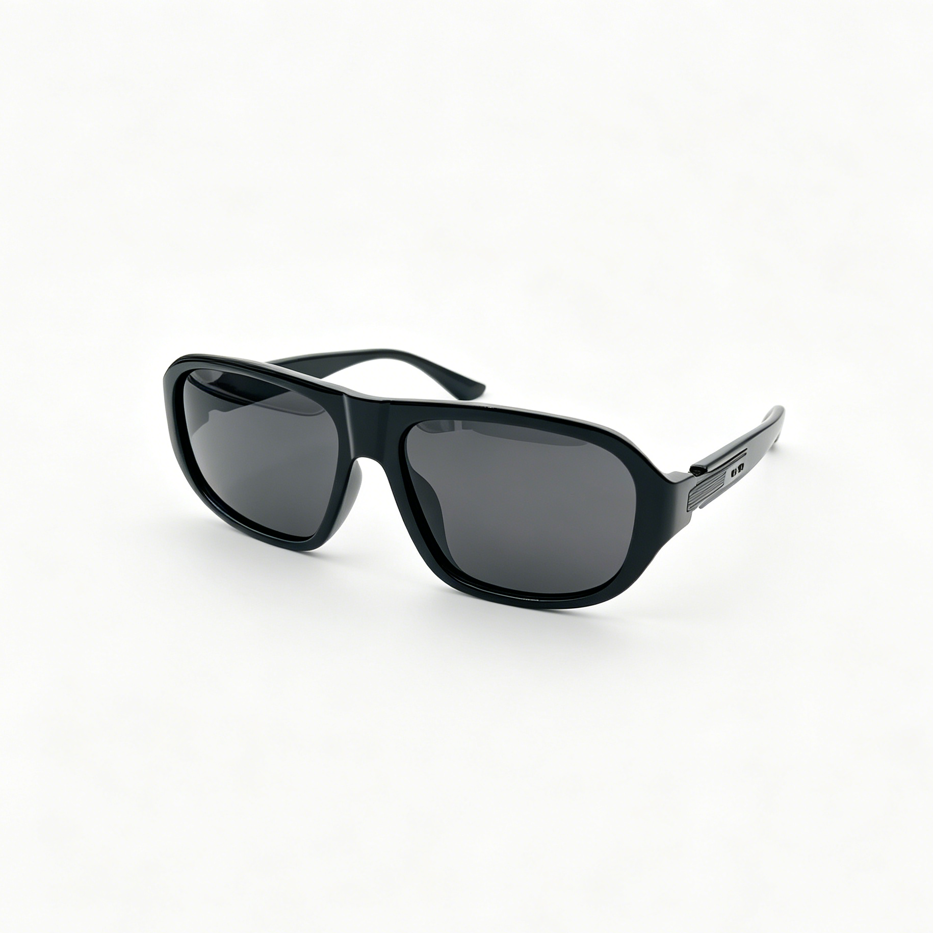 Modern unisex sunglasses polarized with a large black frame