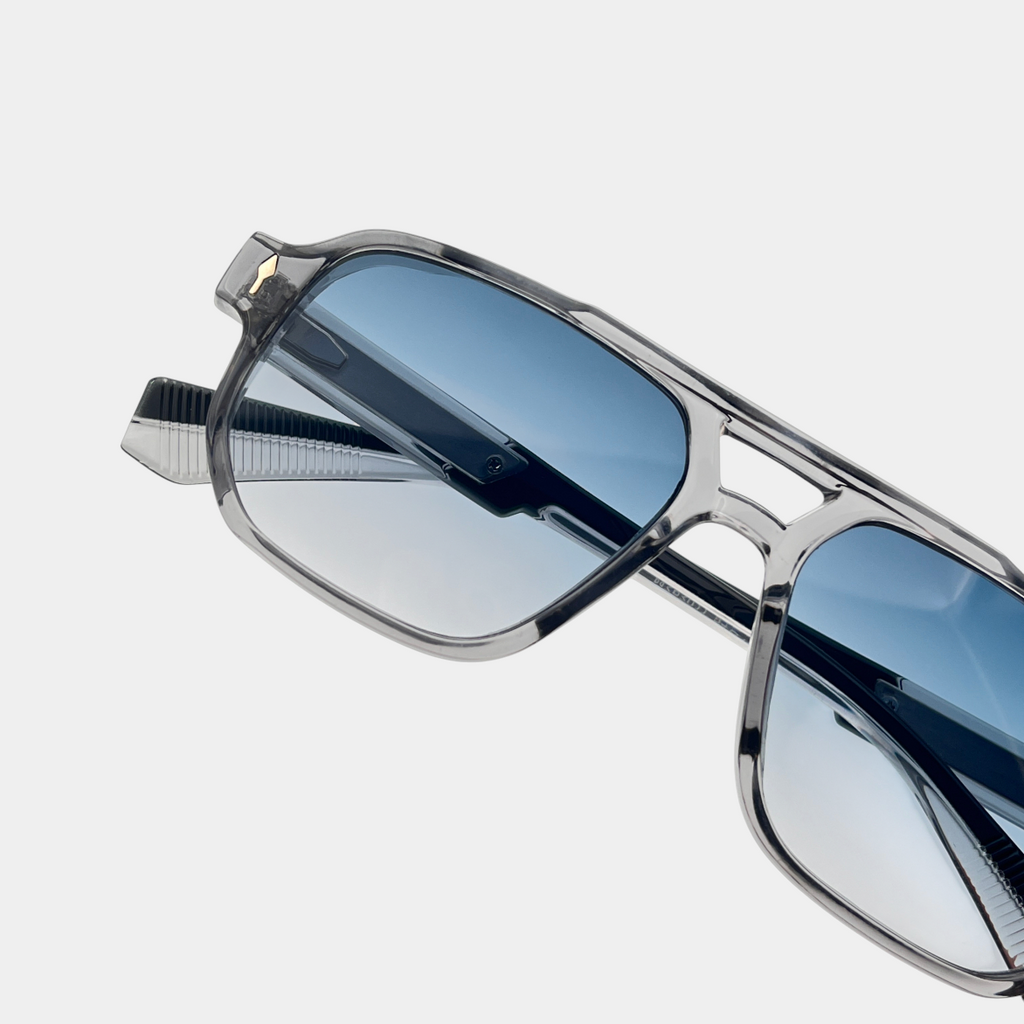 Transparent Gray Frame Blue Gradient Lenses