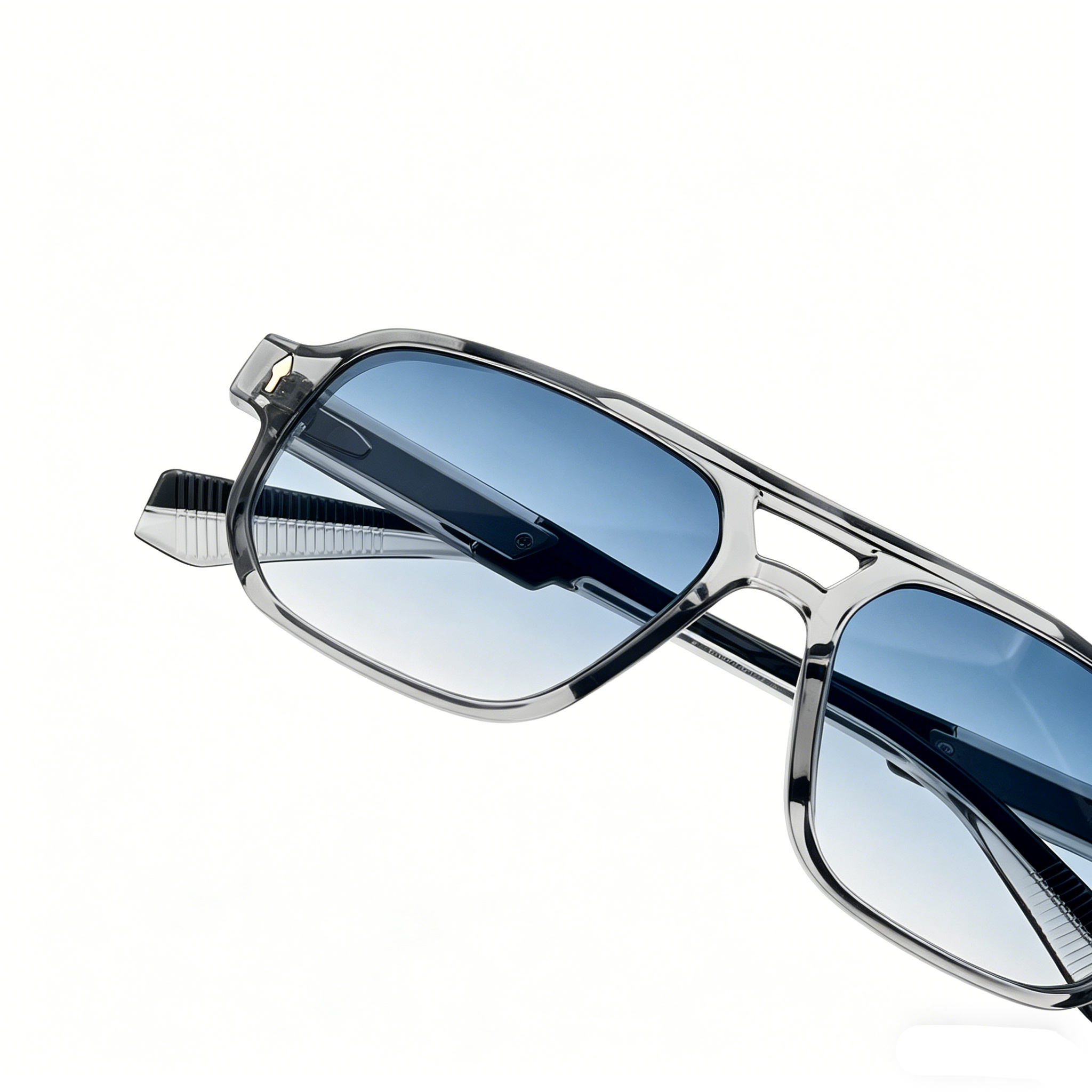 Transparent Gray Frame Blue Gradient Lenses