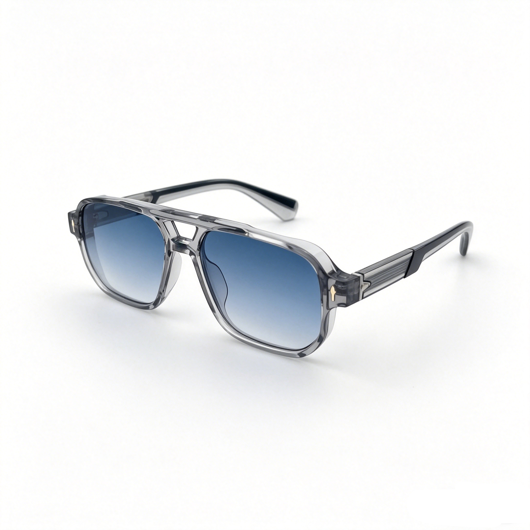 Transparent Gray Frame Blue Gradient Lenses
