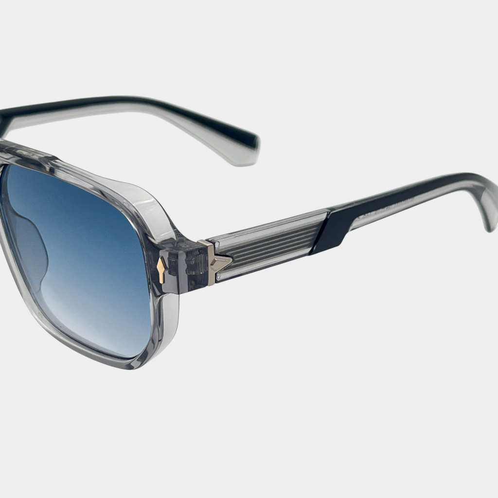 Transparent Gray Frame Blue Gradient Lenses