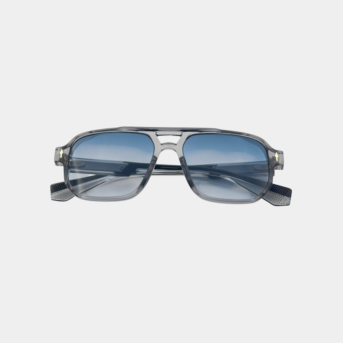 Transparent Gray Frame Blue Gradient Lenses