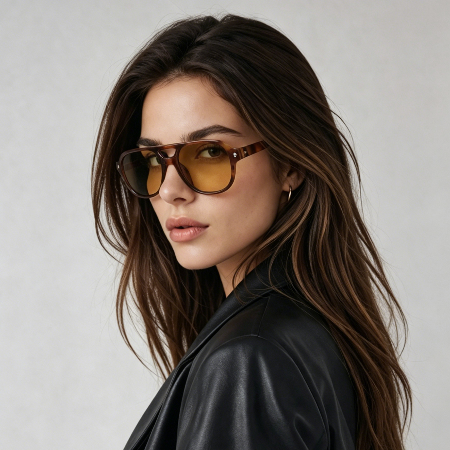 Fashion Retro Brown Clear Frame Sunglasses